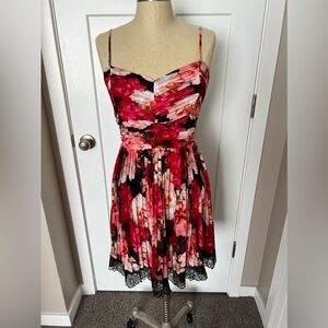 Express Floral Pleated Mini Dress